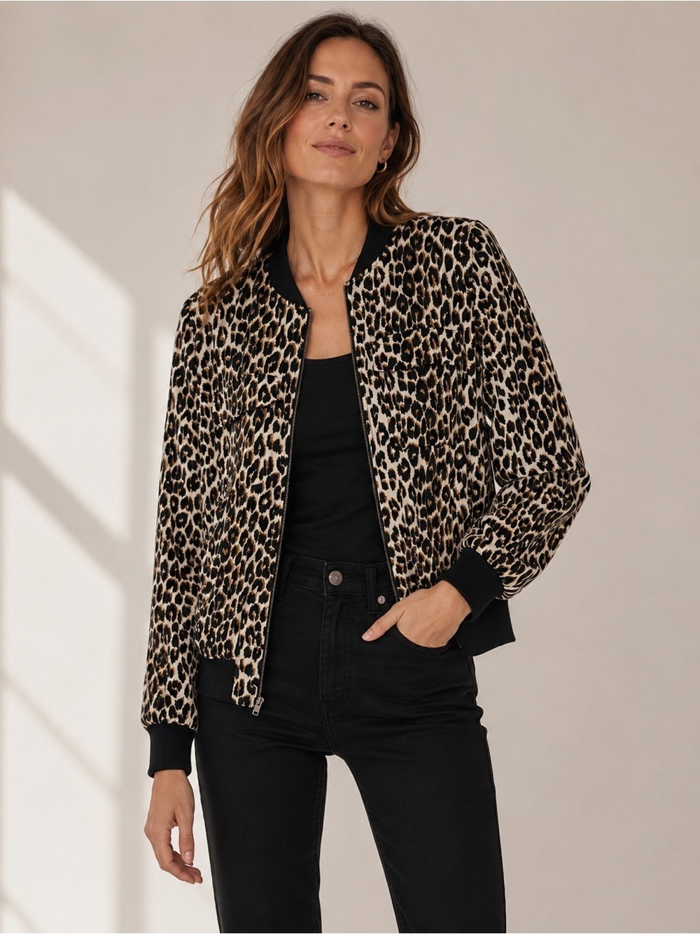 Equipment Femme Silk Leopard Bomber Jacket XS Lightweight Animal Print Modern